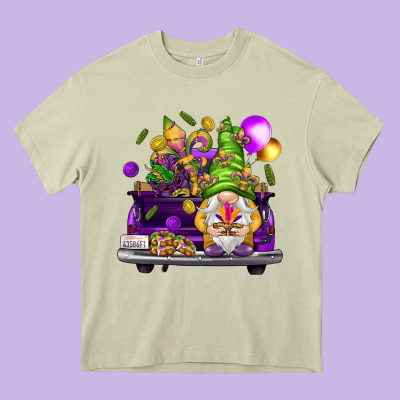 Mardi Gras Gnome On The Truck Heavy Core Tee Designed By Howdyjamesfarm