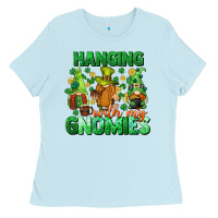 Baby Blue St. Patrick's Day gnomes Ladies Tee - CowGirlArtShop