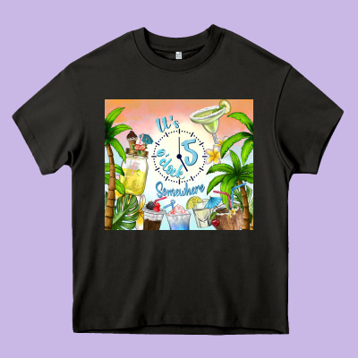 It's Five O'clock Somewhere Heavy Core Tee Designed By Tumblerdesignbyshophia