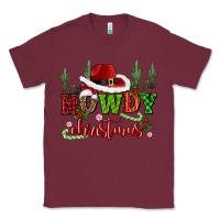 Burgundy howdy christmas cowboy hat Classic Tee - CowGirlArtShop