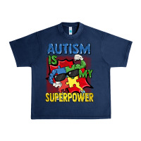 Navy Autism is my superpower Autism Awareness Day Urban Heavy Tee - FaDigitalArtStudio