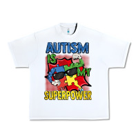 White Autism is my superpower Autism Awareness Day Urban Heavy Tee - FaDigitalArtStudio