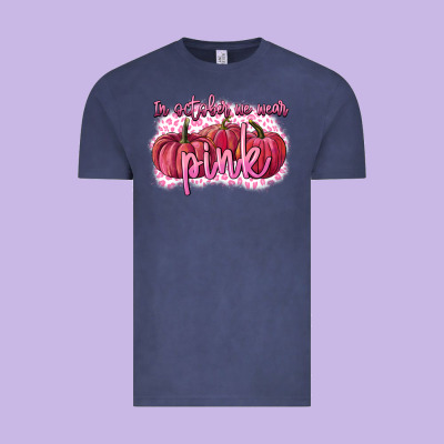 In October We Wear Pink Breast Cancer Vintage Tee Designed By Fadigitalartstudio