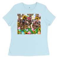 Baby Blue easter farm animals Happy Easter Day Ladies Tee - CowGirlArtShop