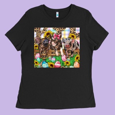 Easter Farm Animals Happy Easter Day Ladies Tee Designed By Cowgirlartshop