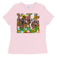 Bubblegum Pink easter farm animals Happy Easter Day Ladies Tee - CowGirlArtShop