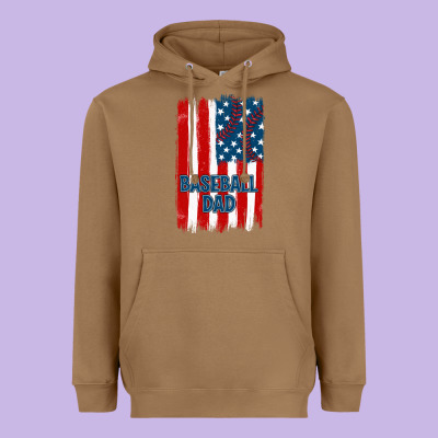 Baseball Dad American Flag Heavyweight Hoodie Designed By Jahusdesignshop