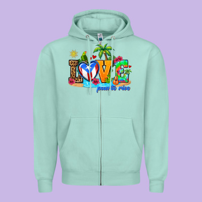 Love Puerto Rico Zipper Hoodie Designed By Adodesignshop