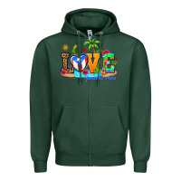 Sports Green love puerto rico Zipper Hoodie - AdoDesignShop