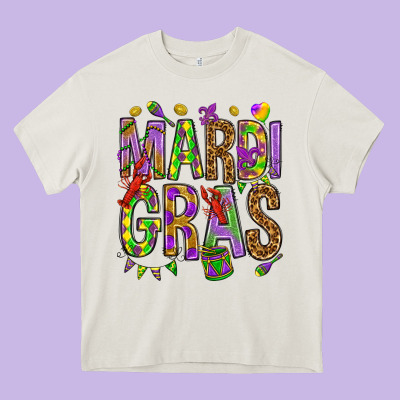 Mardi Gras Heavy Core Tee Designed By Howdyjamesfarm