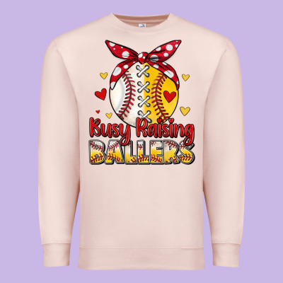 Busy Raising Ballers Premium Sweatshirt Designed By Jahusdesignshop