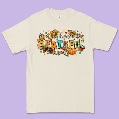 Gather Here With Grateful Hearts Premium Tee Designed By Cowgirlartshop
