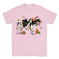 Bubblegum Pink christmas holstein cow Classic Tee - CowGirlArtShop
