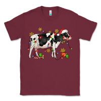 Burgundy christmas holstein cow Classic Tee - CowGirlArtShop