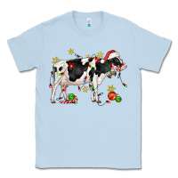 Dusty Blue christmas holstein cow Classic Tee - CowGirlArtShop