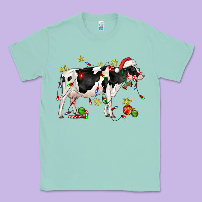Christmas Holstein Cow Classic Tee Designed By Cowgirlartshop