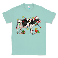 Seafoam christmas holstein cow Classic Tee - CowGirlArtShop
