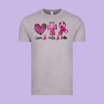 Love Faith Cure Breast Cancer Vintage Tee Designed By Fadigitalartstudio