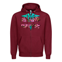 Burgundy floral nurse preview Zipper Hoodie - AdoDesignShop