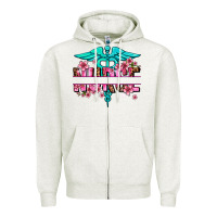 Oatmeal Heather floral nurse preview Zipper Hoodie - AdoDesignShop