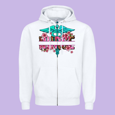 Floral Nurse Preview Zipper Hoodie Designed By Adodesignshop