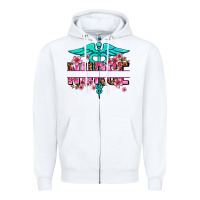 White floral nurse preview Zipper Hoodie - AdoDesignShop