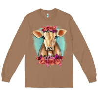 Toasted Coconut Floral Cow Long Sleeve Tee - RanaPortraitStore