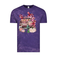 Cloud Purple Breast Cancer truck with pumpkins Vintage Tee - FaDigitalArtStudio