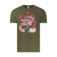Vintage Olive Breast Cancer truck with pumpkins Vintage Tee - FaDigitalArtStudio