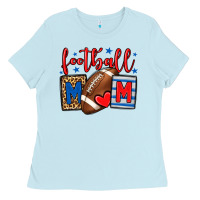 Baby Blue Football mom red and blue team color mother's day Ladies Tee - HowdyJamesFarm