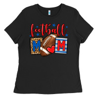 Black Football mom red and blue team color mother's day Ladies Tee - HowdyJamesFarm