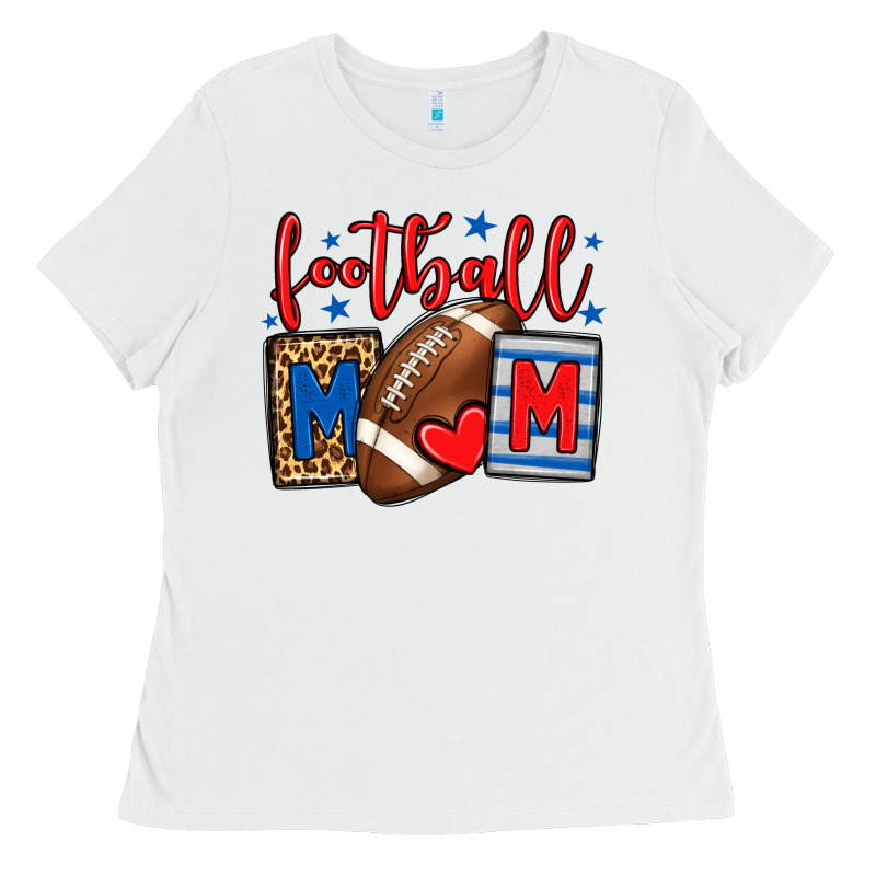 Football Mom Red And Blue Team Color Mother's Day Ladies Tee by HowdyJamesFarm | Teevron