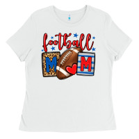 White Football mom red and blue team color mother's day Ladies Tee - HowdyJamesFarm