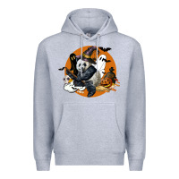 Heather Grey panda hallowen Premium Hoodie - LillyAllenDesigns