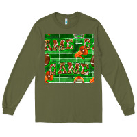 Army Green american football megaphone and game seamless pattern Long Sleeve Tee - BundleAndBundleShop