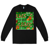 Black american football megaphone and game seamless pattern Long Sleeve Tee - BundleAndBundleShop
