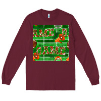 Burgundy american football megaphone and game seamless pattern Long Sleeve Tee - BundleAndBundleShop