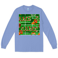 Colony Blue american football megaphone and game seamless pattern Long Sleeve Tee - BundleAndBundleShop