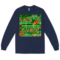 Navy american football megaphone and game seamless pattern Long Sleeve Tee - BundleAndBundleShop