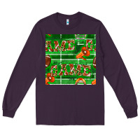 Plum american football megaphone and game seamless pattern Long Sleeve Tee - BundleAndBundleShop