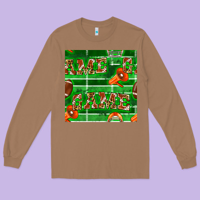 American Football Megaphone And Game Seamless Pattern Long Sleeve Tee Designed By Bundleandbundleshop