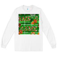 White american football megaphone and game seamless pattern Long Sleeve Tee - BundleAndBundleShop