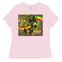 Bubblegum Pink St. Pat Rex Day Ladies Tee - CowGirlArtShop