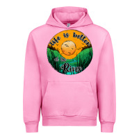Fuchsia Pink life is better at the river Urban Hoodie - JahusDesignShop