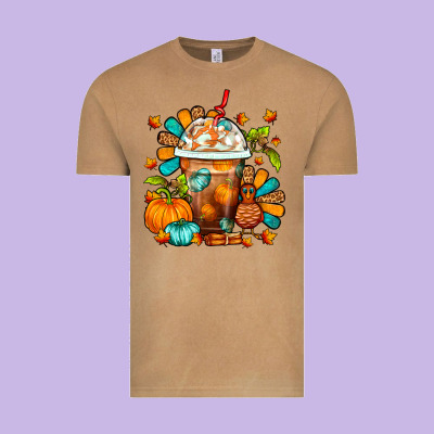 Thanksgiving Frappe Coffee Vintage Tee Designed By Fadigitalartstudio