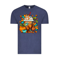 Vintage Denim Thanksgiving Frappe Coffee Vintage Tee - FaDigitalArtStudio