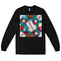 Black baseball  uniform with turquoise gemstone seamless pattern Long Sleeve Tee - BundleAndBundleShop