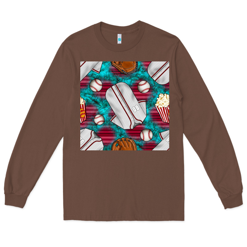 Baseball  Uniform With Turquoise Gemstone Seamless Pattern Long Sleeve Tee by BundleAndBundleShop | Teevron