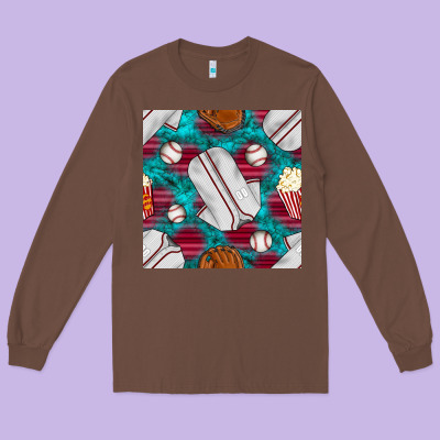 Baseball  Uniform With Turquoise Gemstone Seamless Pattern Long Sleeve Tee Designed By Bundleandbundleshop