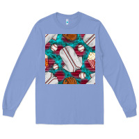 Colony Blue baseball  uniform with turquoise gemstone seamless pattern Long Sleeve Tee - BundleAndBundleShop